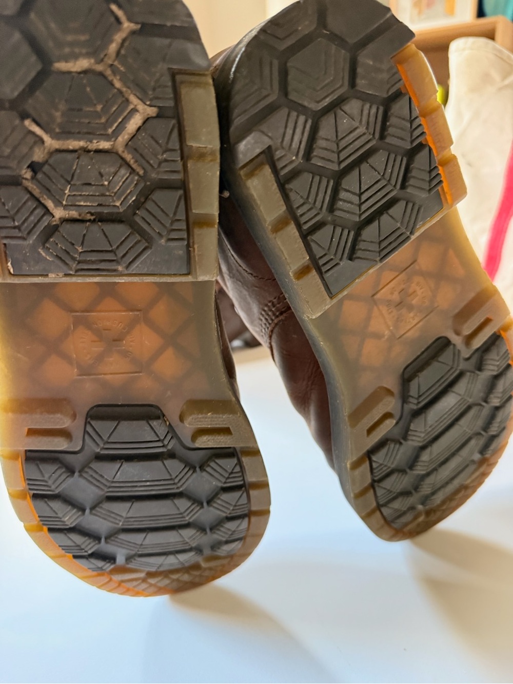 Dr. Martens Brown Leather Lace-Up Combat Boots with Yellow Stitching - Picture 4 of 4